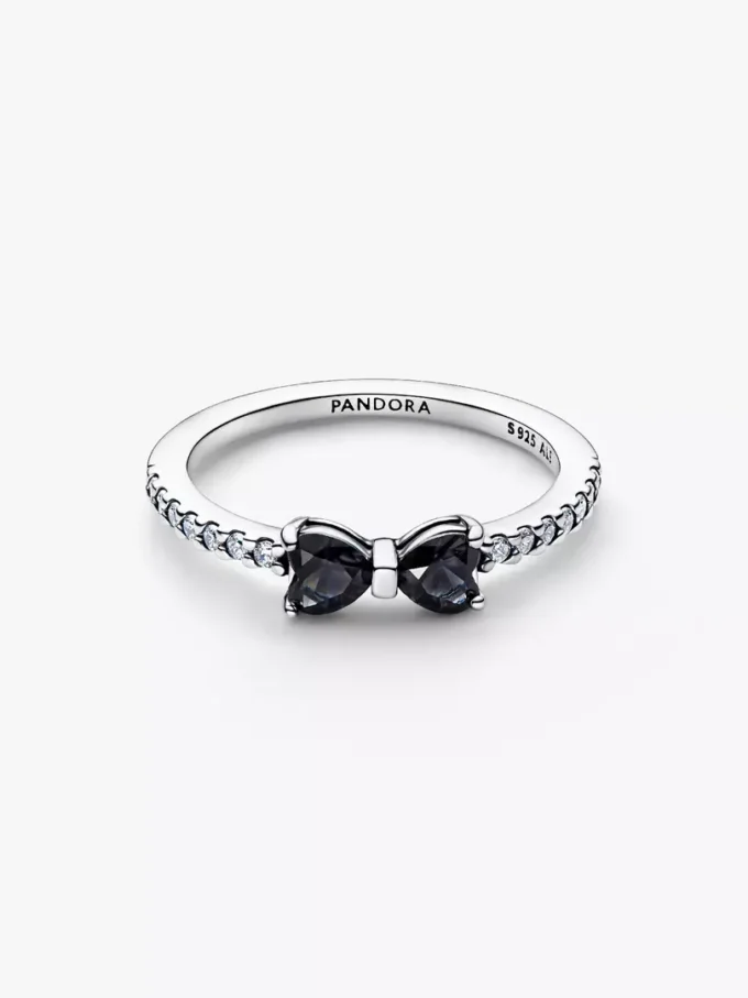 Funkelnder schwarzer Schleifenring aus Sterlingsilber Funkelnder schwarzer Schleifenring aus Sterlingsilber