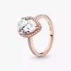 Funkelnder Teardrop-Halo-Ring, 14 Karat Roségold-Beschichtung Funkelnder Teardrop-Halo-Ring, 14 Karat Roségold-Beschichtung