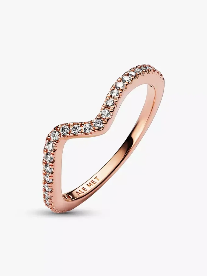 Funkelnder Wellenring, 14 Karat Roségold-Beschichtung Funkelnder Wellenring, 14 Karat Roségold-Beschichtung