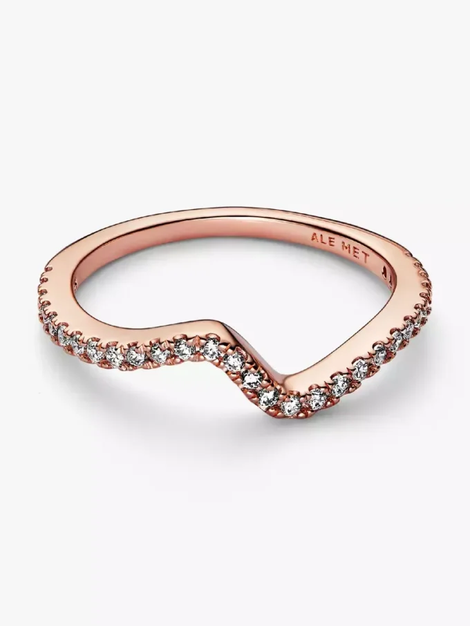 Funkelnder Wellenring, 14 Karat Roségold-Beschichtung Funkelnder Wellenring, 14 Karat Roségold-Beschichtung