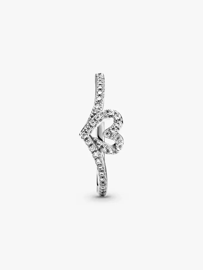 Funkelnder Wishbone-Herzring aus Sterlingsilber Funkelnder Wishbone-Herzring aus Sterlingsilber
