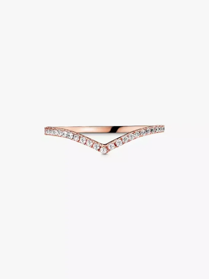 Funkelnder Wishbone Ring, 14 Karat Roségold-Beschichtung Funkelnder Wishbone Ring, 14 Karat Roségold-Beschichtung