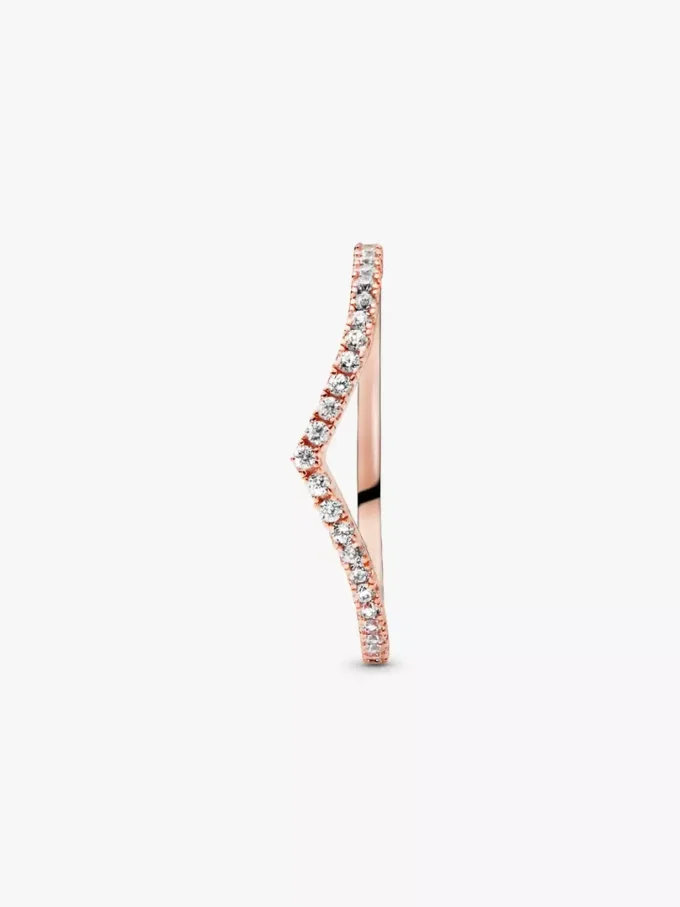 Funkelnder Wishbone Ring, 14 Karat Roségold-Beschichtung Funkelnder Wishbone Ring, 14 Karat Roségold-Beschichtung