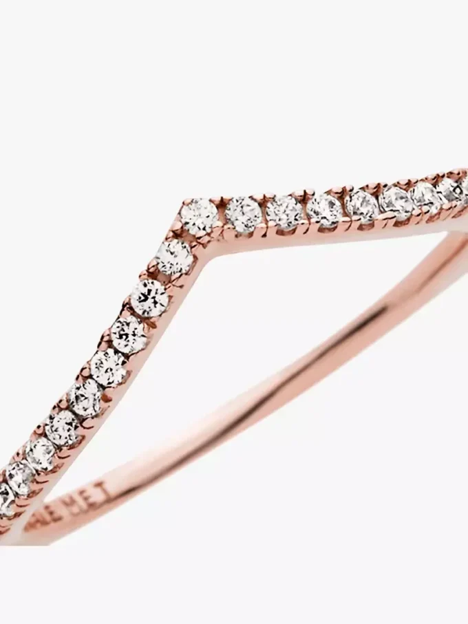 Funkelnder Wishbone Ring, 14 Karat Roségold-Beschichtung Funkelnder Wishbone Ring, 14 Karat Roségold-Beschichtung