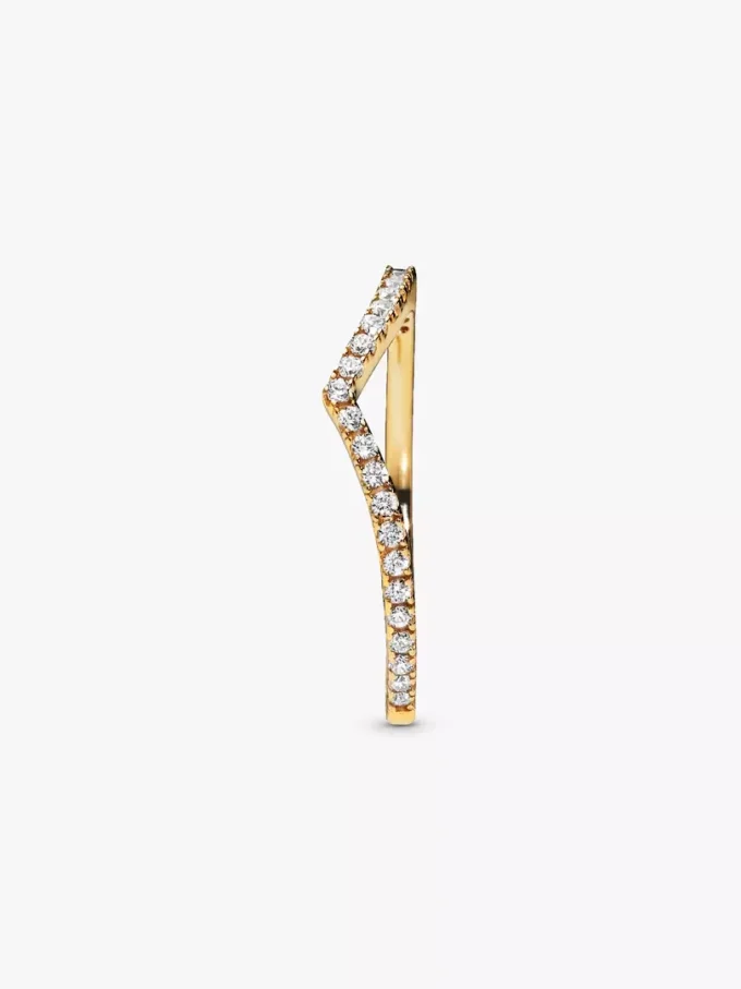 Funkelnder Wishbone Ring, 14-karätig vergoldet Funkelnder Wishbone Ring, 14-karätig vergoldet