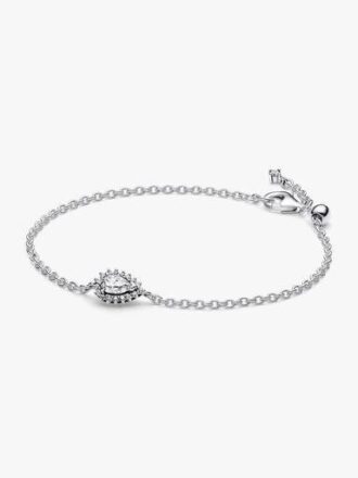 Funkelndes Armband mit Birnen-Halo-Kette – Sterlingsilber