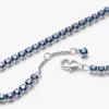 Funkelndes blaues Tennisarmband aus Sterlingsilber