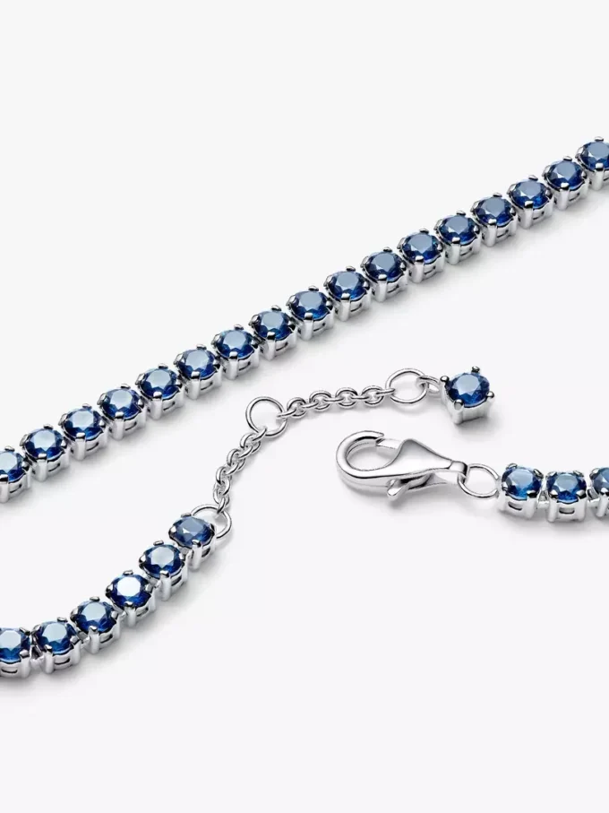 Funkelndes blaues Tennisarmband aus Sterlingsilber