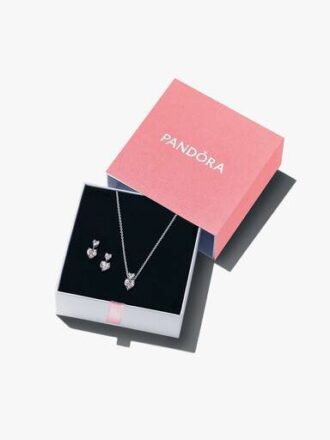 Funkelndes Doppelherz-Geschenkset – Sterlingsilber