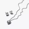 Funkelndes Doppelherz-Halo-Schmuck-Geschenkset, 2er-Set