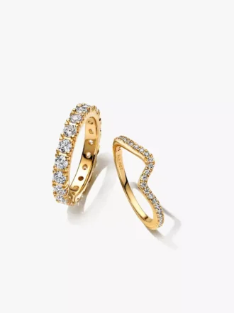Funkelndes Eternity- und Wave-Ring-Set, 2er-Set