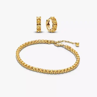Funkelndes gelbes Armband- und Ohrring-Set (2er-Set)