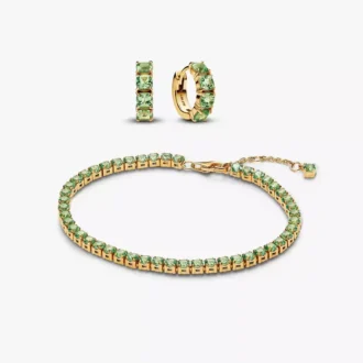 Funkelndes grünes Armband- und Ohrring-Set (2er-Set)