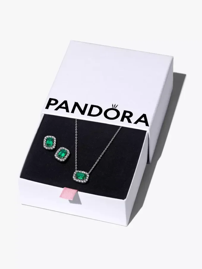 Funkelndes grünes Halo-Schmuck-Geschenkset aus Sterlingsilber Funkelndes grünes Halo-Schmuck-Geschenkset aus Sterlingsilber