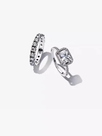 Funkelndes Halo-Ring-Set, 2er-Set