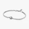 Funkelndes Halo-Tennisarmband aus Sterlingsilber Funkelndes Halo-Tennisarmband aus Sterlingsilber