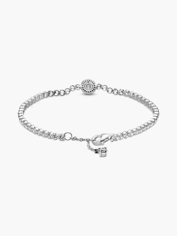 Funkelndes Halo-Tennisarmband aus Sterlingsilber Funkelndes Halo-Tennisarmband aus Sterlingsilber