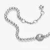 Funkelndes Halo-Tennisarmband aus Sterlingsilber Funkelndes Halo-Tennisarmband aus Sterlingsilber