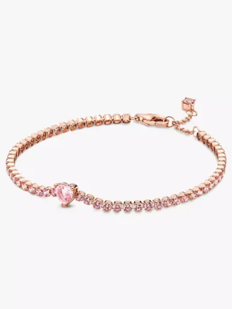 Funkelndes Herz-Tennisarmband, 14 Karat Roségold-Beschichtung