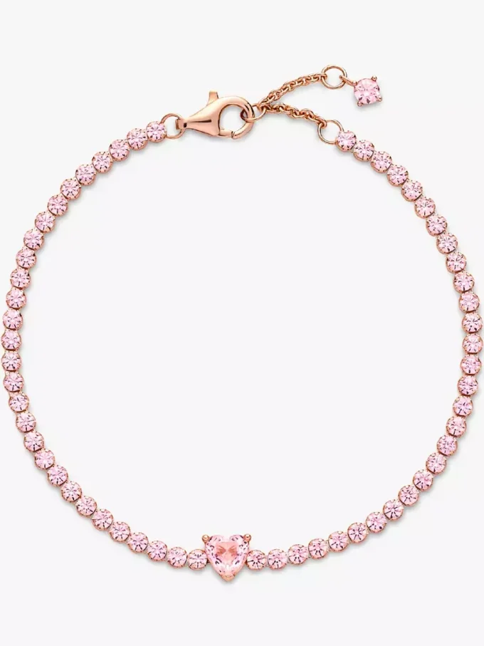 Funkelndes Herz-Tennisarmband, 14 Karat Roségold-Beschichtung Funkelndes Herz-Tennisarmband, 14 Karat Roségold-Beschichtung