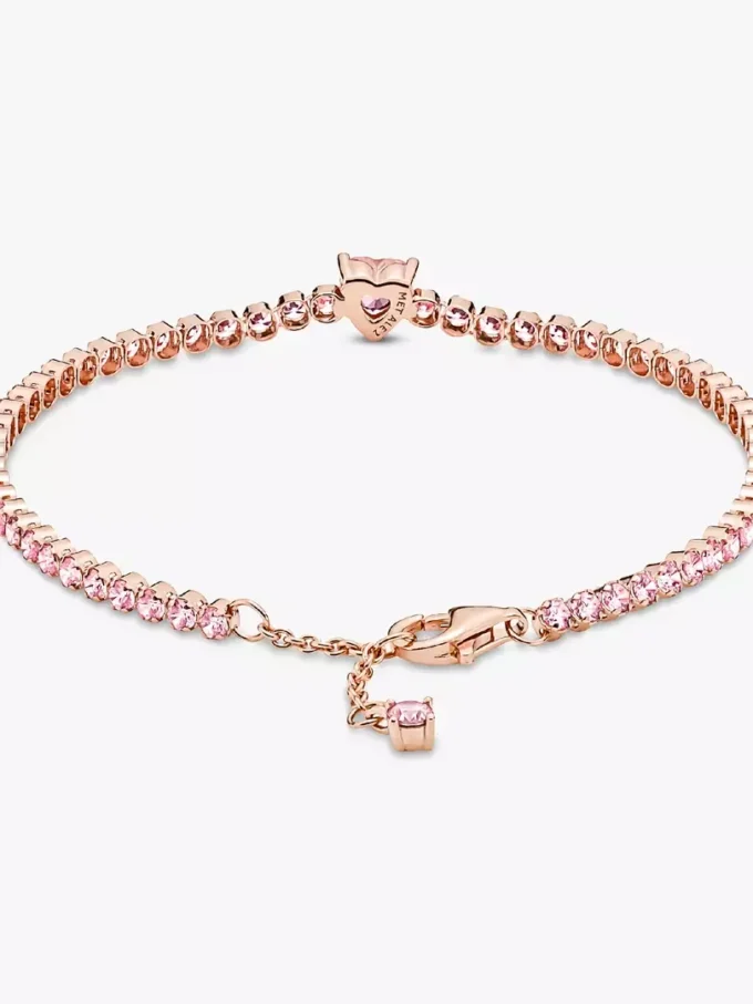 Funkelndes Herz-Tennisarmband, 14 Karat Roségold-Beschichtung Funkelndes Herz-Tennisarmband, 14 Karat Roségold-Beschichtung