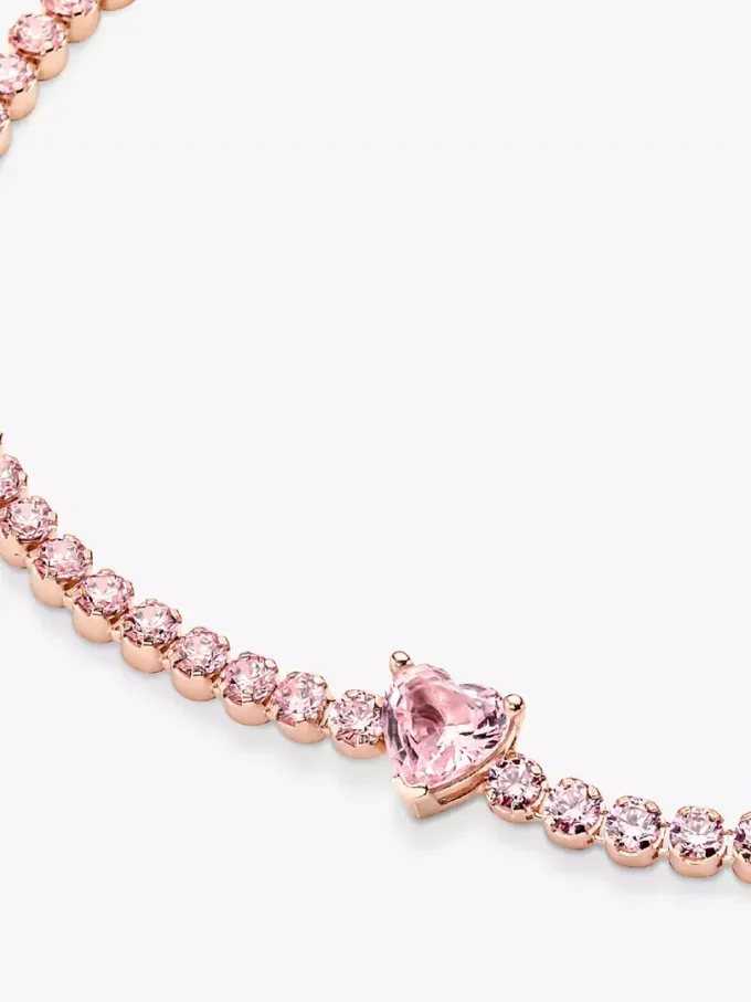 Funkelndes Herz-Tennisarmband, 14 Karat Roségold-Beschichtung Funkelndes Herz-Tennisarmband, 14 Karat Roségold-Beschichtung