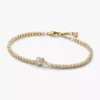 Funkelndes Herz-Tennisarmband, 14 Karat vergoldet
