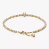 Funkelndes Herz-Tennisarmband, 14 Karat vergoldet