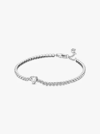 Funkelndes Herz-Tennisarmband aus Sterlingsilber