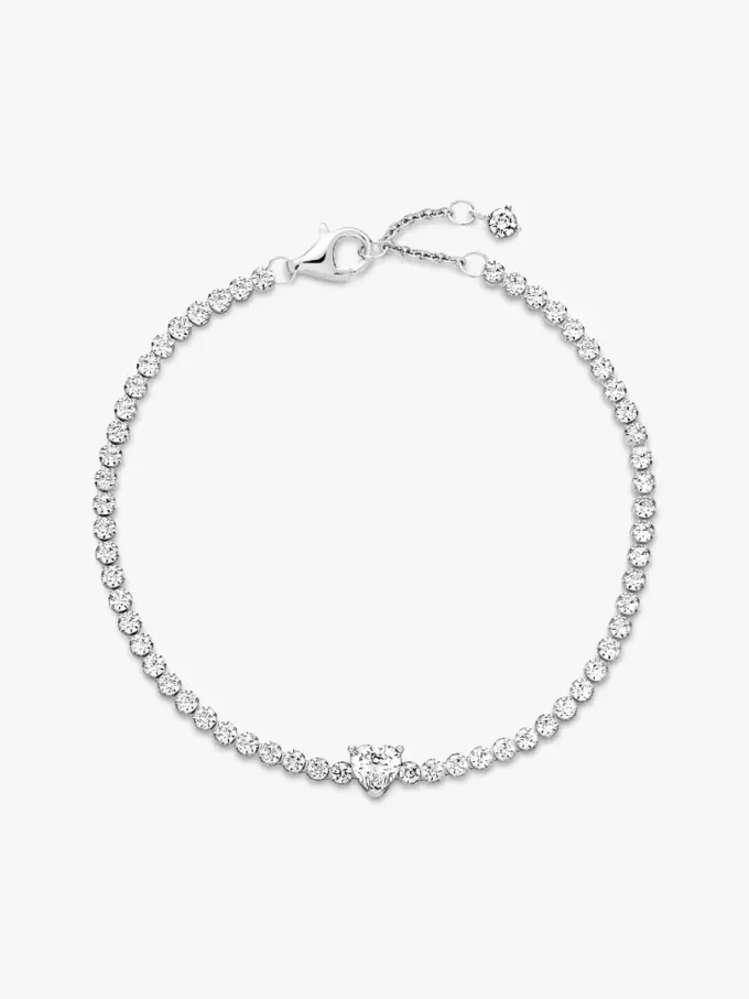 Funkelndes Herz-Tennisarmband aus Sterlingsilber Funkelndes Herz-Tennisarmband aus Sterlingsilber