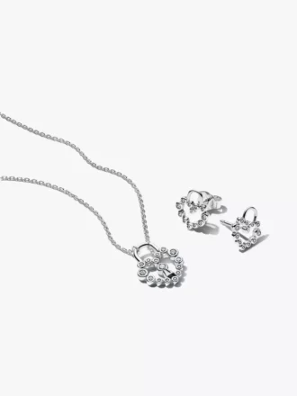 Funkelndes Herz-Vorhängeschloss-Schmuck-Geschenkset aus Sterlingsilber