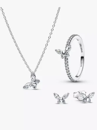 Funkelndes, klares Schmetterlings-Schmuckset, 3-teilig