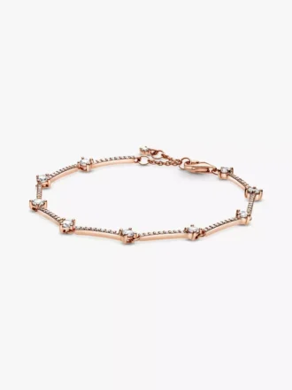 Funkelndes Pavé-Armband mit Stäbchen, 14 Karat Roségold-Beschichtung