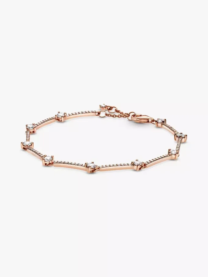 Funkelndes Pavé-Armband mit Stäbchen, 14 Karat Roségold-Beschichtung Funkelndes Pavé-Armband mit Stäbchen, 14 Karat Roségold-Beschichtung