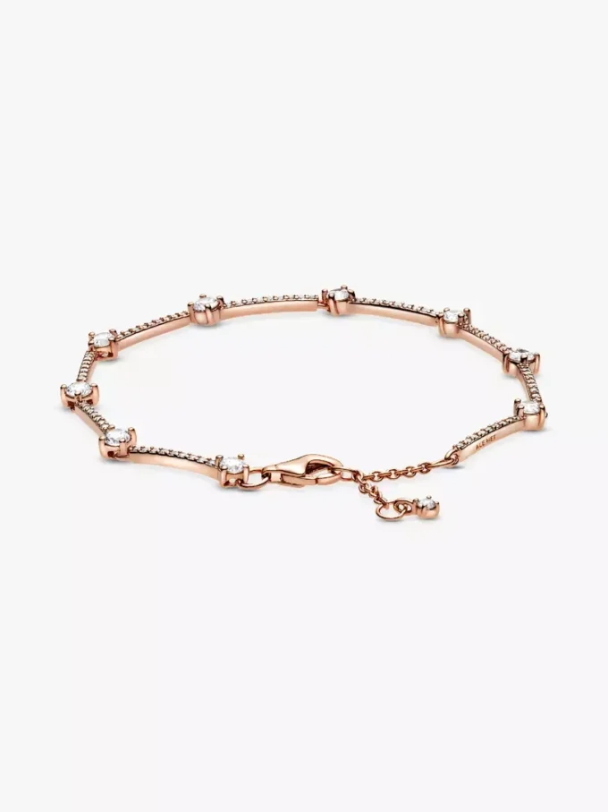 Funkelndes Pavé-Armband mit Stäbchen, 14 Karat Roségold-Beschichtung Funkelndes Pavé-Armband mit Stäbchen, 14 Karat Roségold-Beschichtung