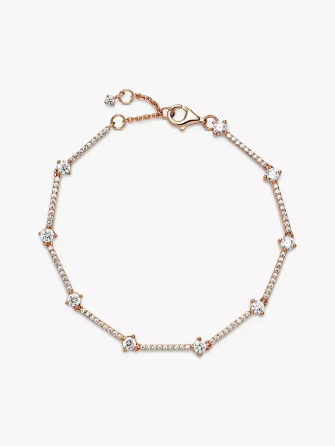 Funkelndes Pavé-Armband mit Stäbchen, 14 Karat Roségold-Beschichtung Funkelndes Pavé-Armband mit Stäbchen, 14 Karat Roségold-Beschichtung
