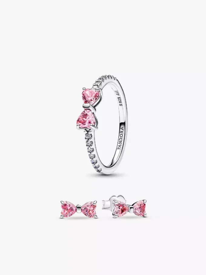 Funkelndes rosa Schleifen-Ring-Set (2er-Set) Funkelndes rosa Schleifen-Ring-Set (2er-Set)