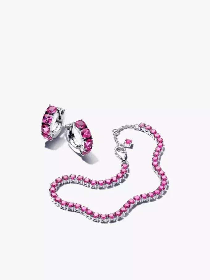 Funkelndes rosa Tennis-Schmuckset, 2er-Set Funkelndes rosa Tennis-Schmuckset, 2er-Set