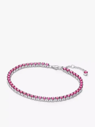 Funkelndes rosa Tennisarmband aus Sterlingsilber