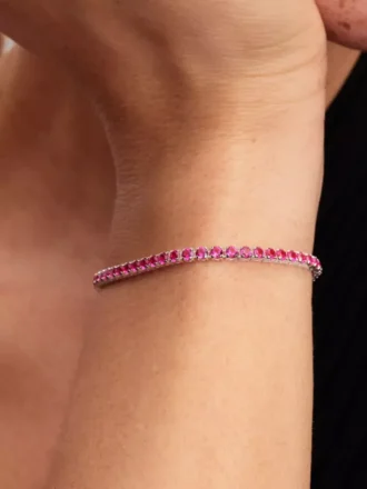 Funkelndes rosa Tennisarmband aus Sterlingsilber