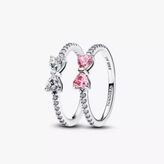 Funkelndes Schleifen-Duo-Ring-Set, 2er-Set Funkelndes Schleifen-Duo-Ring-Set, 2er-Set