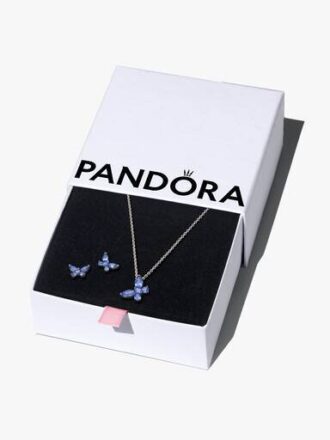 Funkelndes blaues Schmetterlings-Schmuck-Geschenkset – Sterlingsilber