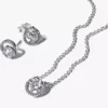 Funkelndes Set aus Halskette und Ohrringen mit rundem Halo, 2er-Set Funkelndes Set aus Halskette und Ohrringen mit rundem Halo, 2er-Set
