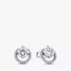 Funkelndes Set aus Halskette und Ohrringen mit rundem Halo, 2er-Set Funkelndes Set aus Halskette und Ohrringen mit rundem Halo, 2er-Set