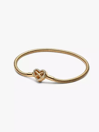 Funkelndes Snake Chain-Armband mit Unendlichkeits-Herzverschluss, 14 Karat vergoldet