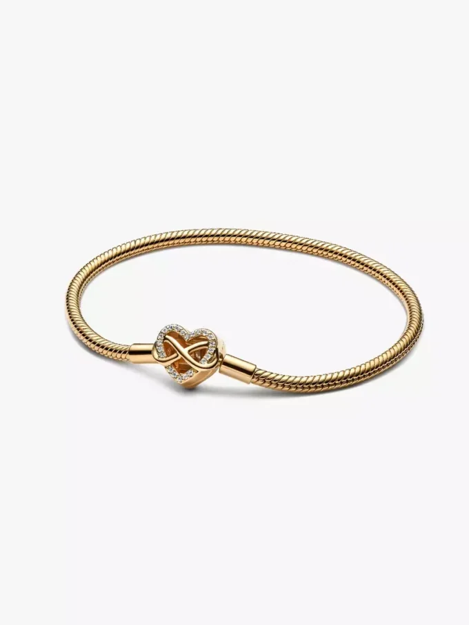 Funkelndes Snake Chain-Armband mit Unendlichkeits-Herzverschluss, 14 Karat vergoldet Funkelndes Snake Chain-Armband mit Unendlichkeits-Herzverschluss, 14 Karat vergoldet