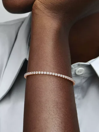 Funkelndes Tennisarmband, 14 Karat Roségold-Beschichtung
