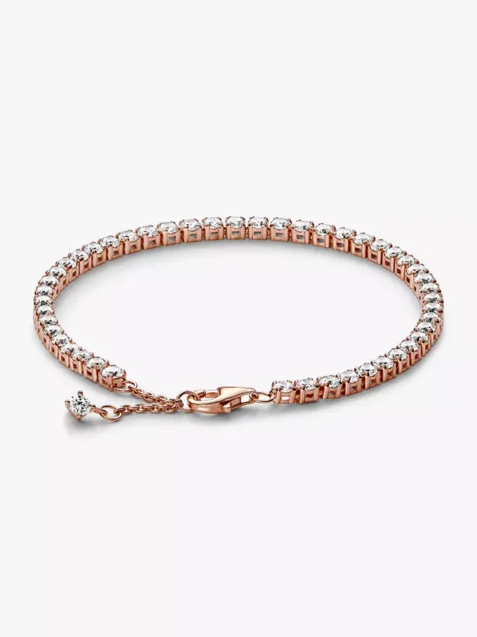 Funkelndes Tennisarmband, 14 Karat Roségold-Beschichtung Funkelndes Tennisarmband, 14 Karat Roségold-Beschichtung
