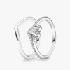 Funkelndes Wishbone-Herz-Ring-Set (2er-Set) Funkelndes Wishbone-Herz-Ring-Set (2er-Set)
