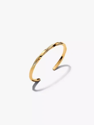 Gedrehter offener Bangle, 14 Karat vergoldet Gedrehter offener Bangle, 14 Karat vergoldet